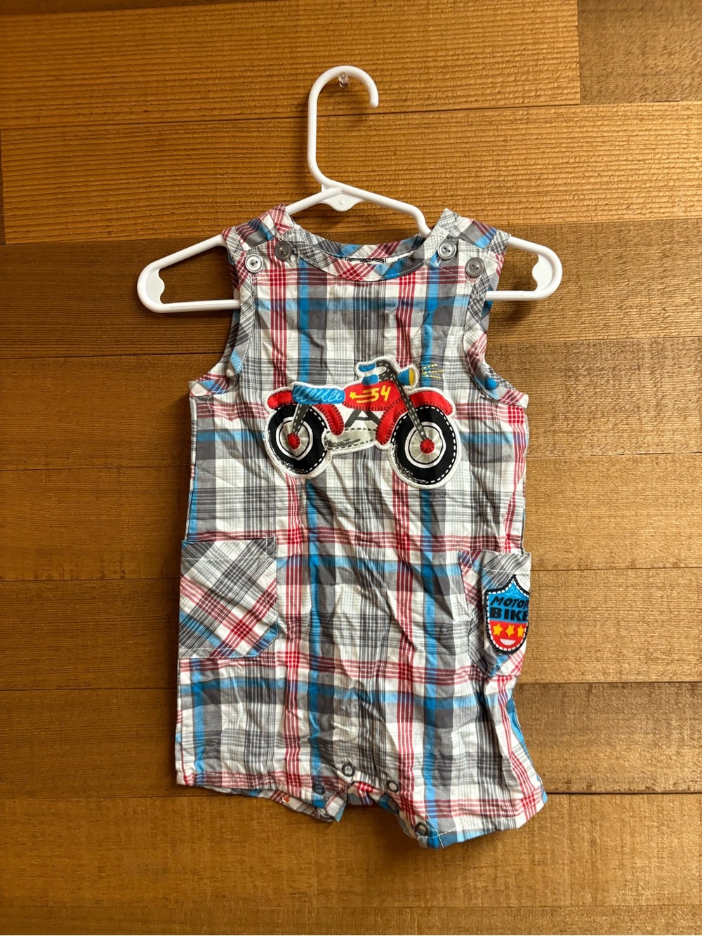 Baby Rebels Plaid Motorcycle Romper 6-9M Cotton One Piece